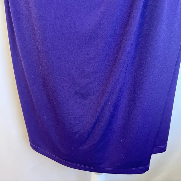 Calvin Klein Purple 3/4 Sleeve Faux Wrap Stretch Formal Dress Womens Size 10 - Picture 8 of 16